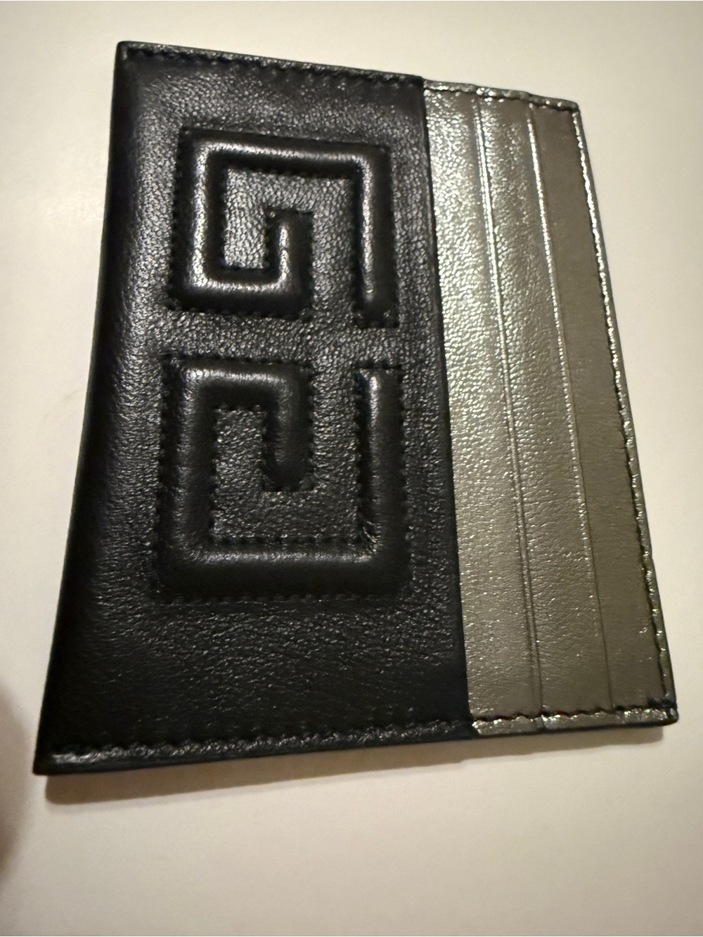 Givenchy 4G Embossed Leather Card Holder Black Silver